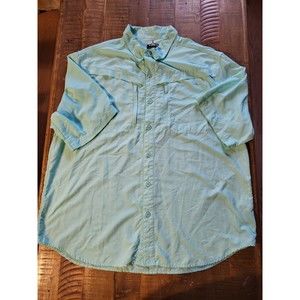 Habit Men's Short Sleeve Fishing Shirt Size XL Vented UPF 30 Blue Nylon Pockets